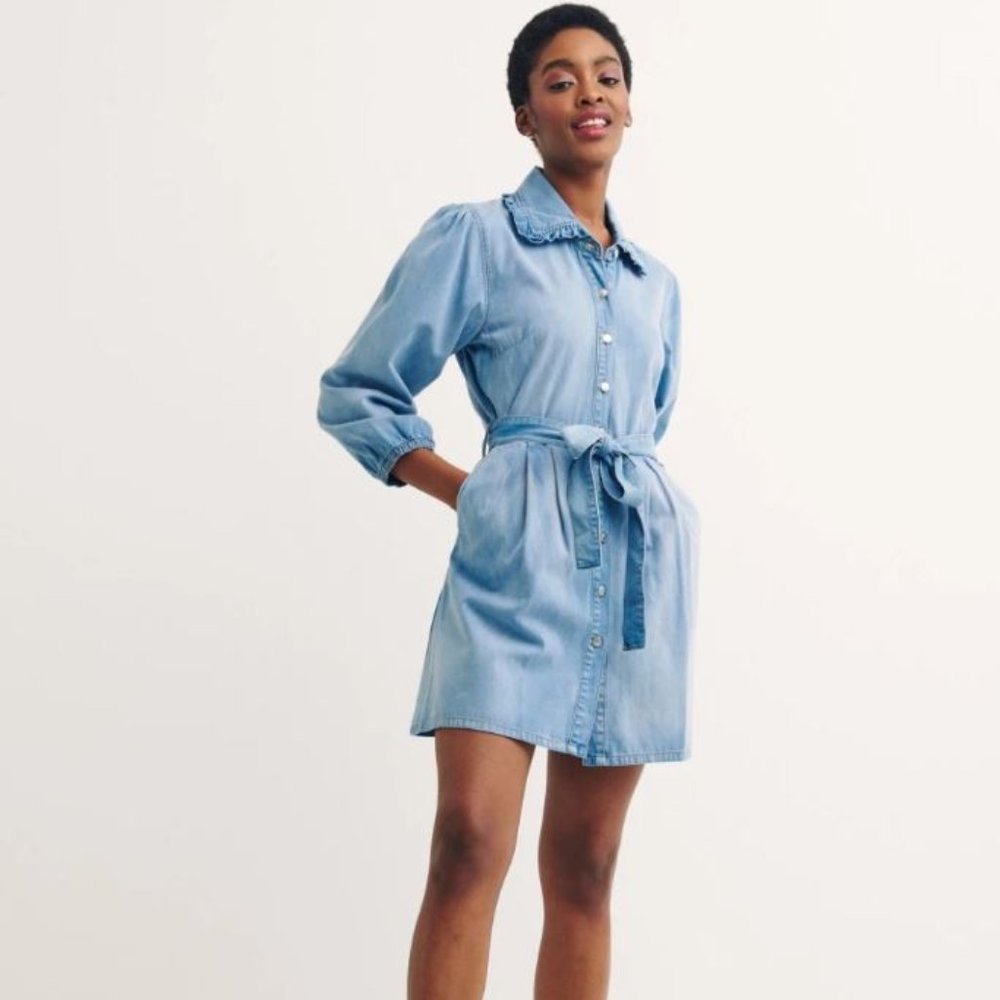 Nobody's Child Organic Cotton Phoenix Frill Collar Mini Dress USA Size 4